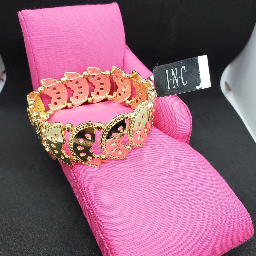 NEW INC GOLD WATERMELON STRETCH BRACELET - Picture 4 of 4